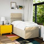 Casa si Gradina - Mobilier - Paturi si accesorii - Paturi - Pat box spring cu saltea, crem, 100x200 cm, textil - Infinity.ro