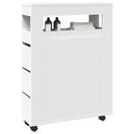 Casa si Gradina - Mobilier - Dulapuri si sifoniere - Dulapuri - Dulap de baie ingust cu roti, alb, lemn prelucrat - Infinity.ro