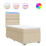 Casa si Gradina - Mobilier - Paturi si accesorii - Paturi - Pat box spring cu saltea, crem, 80x200 cm, textil - Infinity.ro