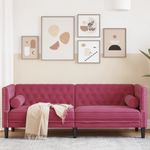 Casa si Gradina - Mobilier - Canapele si coltare - Canapele - Canapea Chesterfield cu pernute/3 locuri, rosu vin, catifea - Infinity.ro