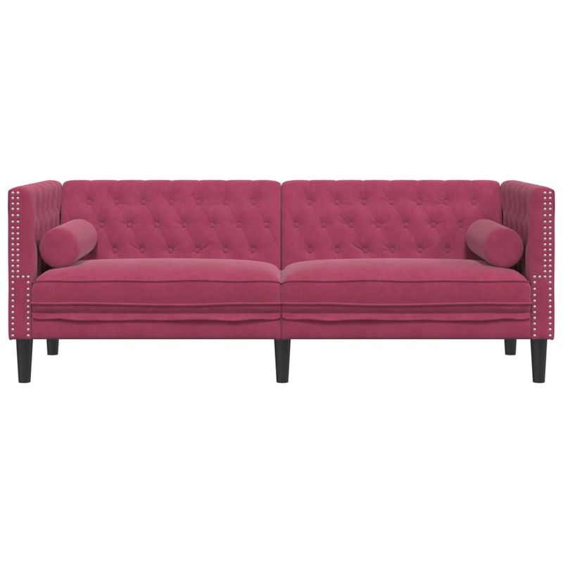 Casa si Gradina - Mobilier - Canapele si coltare - Canapele - Canapea Chesterfield cu pernute/3 locuri, rosu vin, catifea - Infinity.ro
