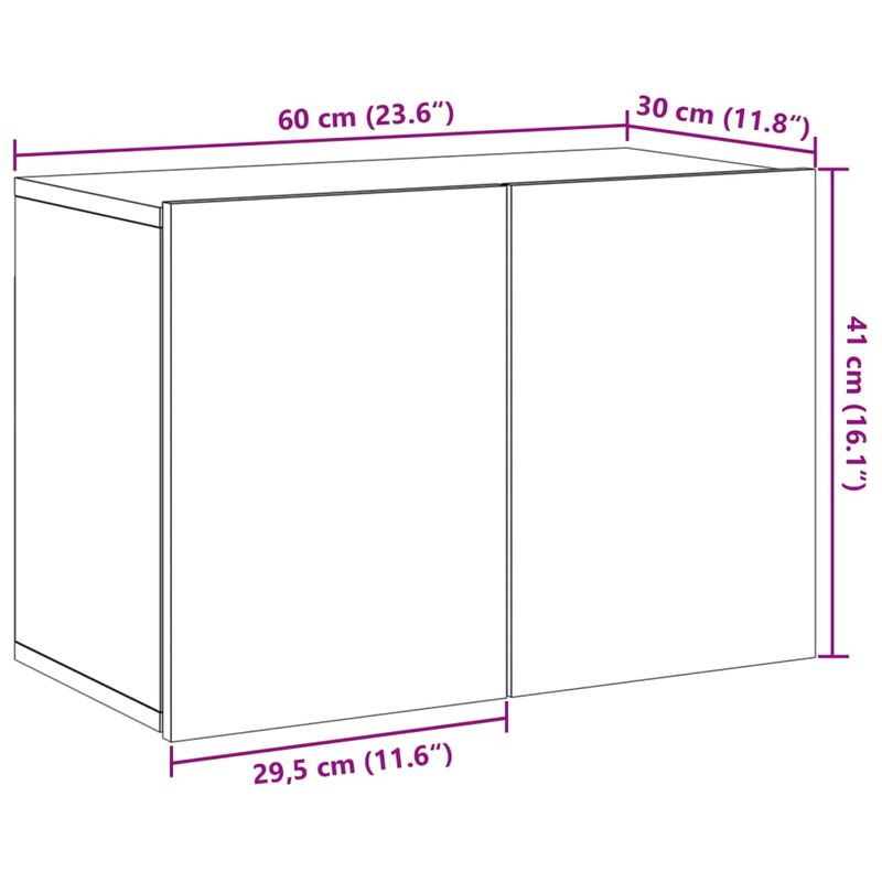 Casa si Gradina - Mobilier - Comode si corpuri - Comode - Comoda TV de perete, stejar artizanal, 60x30x41 cm - Infinity.ro