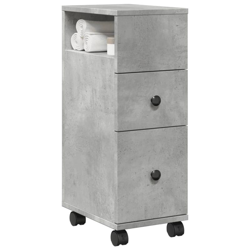 Casa si Gradina - Mobilier - Dulapuri si sifoniere - Dulapuri - Dulap de baie ingust cu roti, gri beton, lemn prelucrat - Infinity.ro