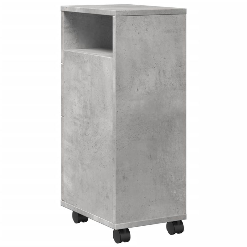 Casa si Gradina - Mobilier - Dulapuri si sifoniere - Dulapuri - Dulap de baie ingust cu roti, gri beton, lemn prelucrat - Infinity.ro