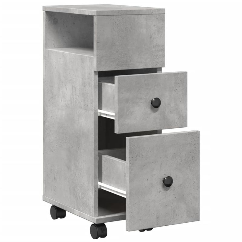 Casa si Gradina - Mobilier - Dulapuri si sifoniere - Dulapuri - Dulap de baie ingust cu roti, gri beton, lemn prelucrat - Infinity.ro