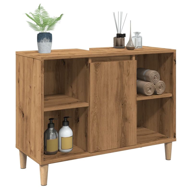 Casa si Gradina - Mobilier - Mobilier baie - Corpuri baie - Dulap pentru baie stejar artizanal, 80x33x60 cm, lemn prelucrat - Infinity.ro