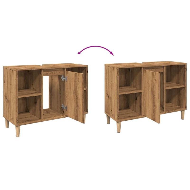 Casa si Gradina - Mobilier - Mobilier baie - Corpuri baie - Dulap pentru baie stejar artizanal, 80x33x60 cm, lemn prelucrat - Infinity.ro