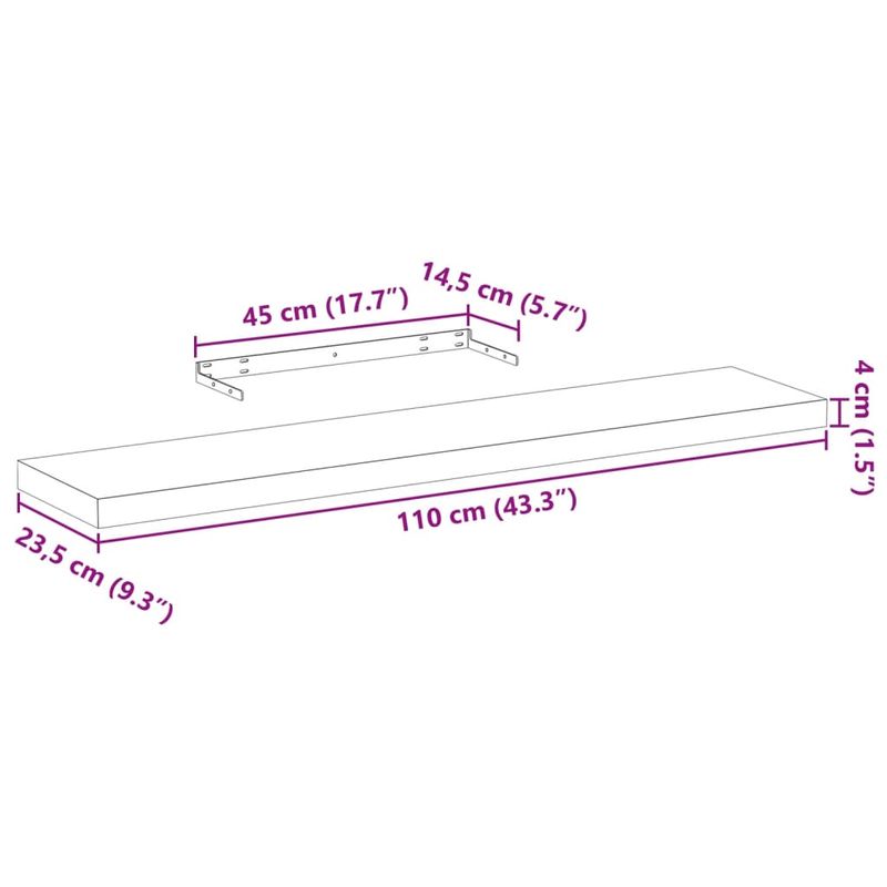 Casa si Gradina - Mobilier - Biblioteci si rafturi - Rafturi - Rafturi plutitoare, 2 buc., 110x23,5x4 cm, lemn prelucrat - Infinity.ro