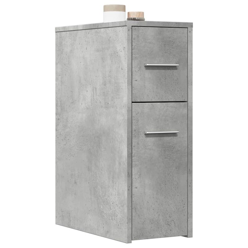 Casa si Gradina - Mobilier - Dulapuri si sifoniere - Dulapuri - Dulap de baie ingust cu roti, gri beton, lemn prelucrat - Infinity.ro