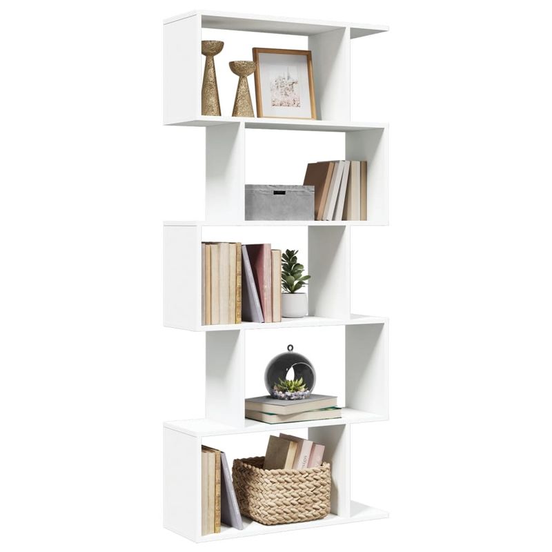Casa si Gradina - Mobilier - Biblioteci si rafturi - Biblioteci - Biblioteca/separator camera 5 niveluri, alb, 70x24x161 cm, lemn - Infinity.ro