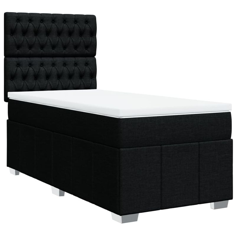 Casa si Gradina - Mobilier - Paturi si accesorii - Paturi - Pat box spring cu saltea, negru, 90x190 cm, textil - Infinity.ro
