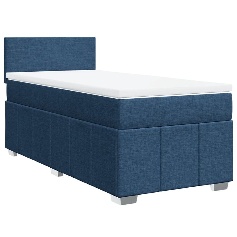 Casa si Gradina - Mobilier - Paturi si accesorii - Paturi - Pat box spring cu saltea, albastru, 90x200 cm, textil - Infinity.ro