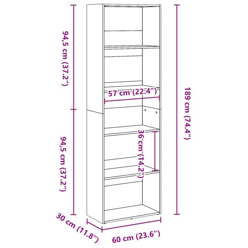 Casa si Gradina - Mobilier - Biblioteci si rafturi - Biblioteci - Biblioteca, gri sonoma, 60x30x189 cm, lemn prelucrat - Infinity.ro