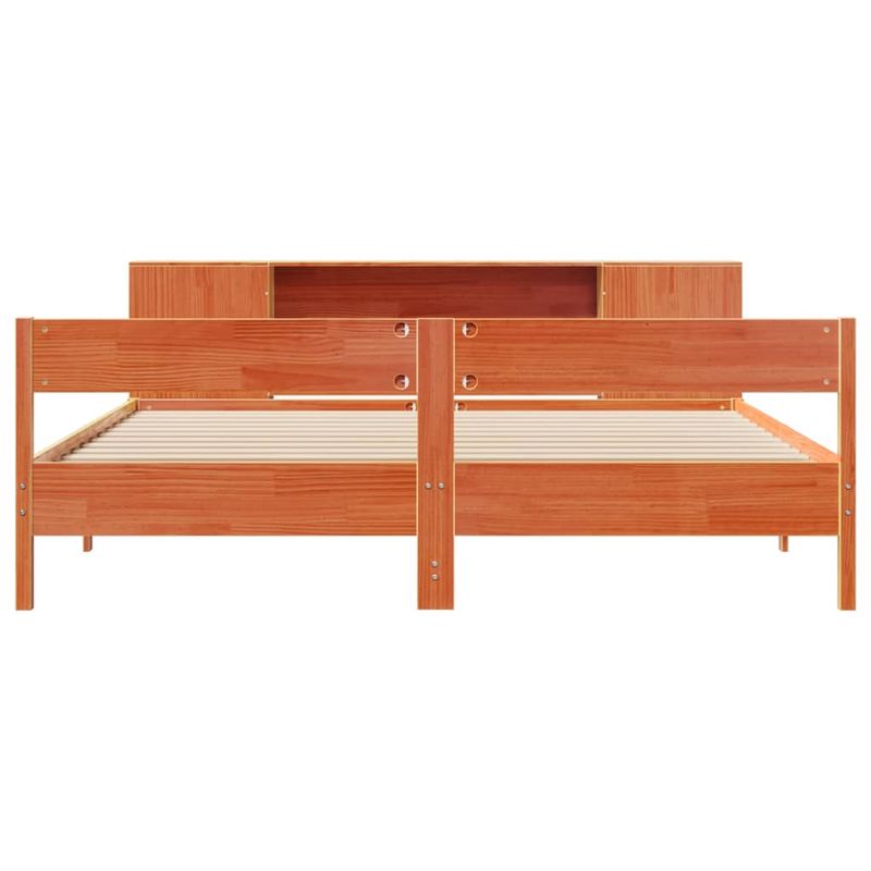 Casa si Gradina - Mobilier - Paturi si accesorii - Paturi - Pat cu biblioteca fara saltea maro 200x200 cm lemn masiv de pin - Infinity.ro
