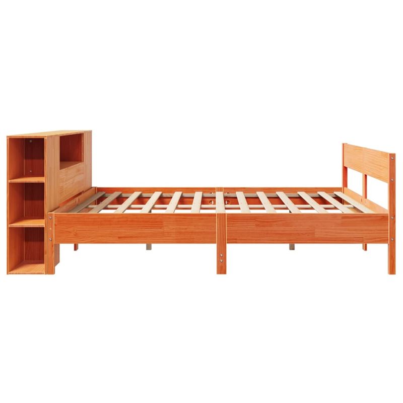 Casa si Gradina - Mobilier - Paturi si accesorii - Paturi - Pat cu biblioteca fara saltea maro 200x200 cm lemn masiv de pin - Infinity.ro