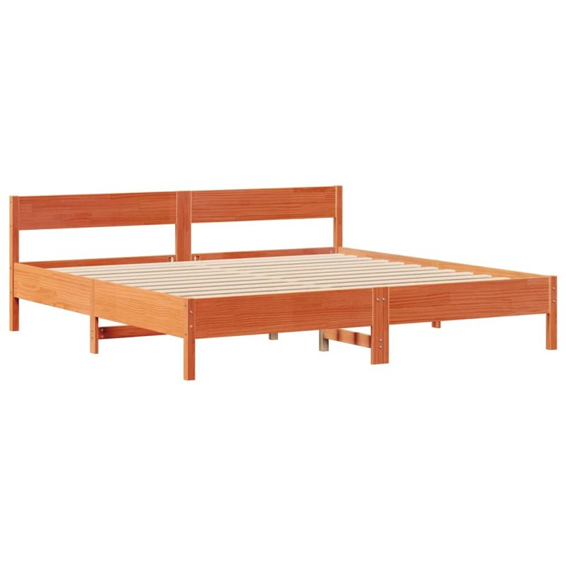 Casa si Gradina - Mobilier - Paturi si accesorii - Paturi - Pat cu biblioteca fara saltea maro 200x200 cm lemn masiv de pin - Infinity.ro