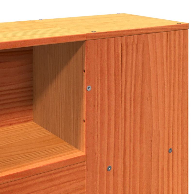 Casa si Gradina - Mobilier - Paturi si accesorii - Paturi - Pat cu biblioteca fara saltea maro 200x200 cm lemn masiv de pin - Infinity.ro