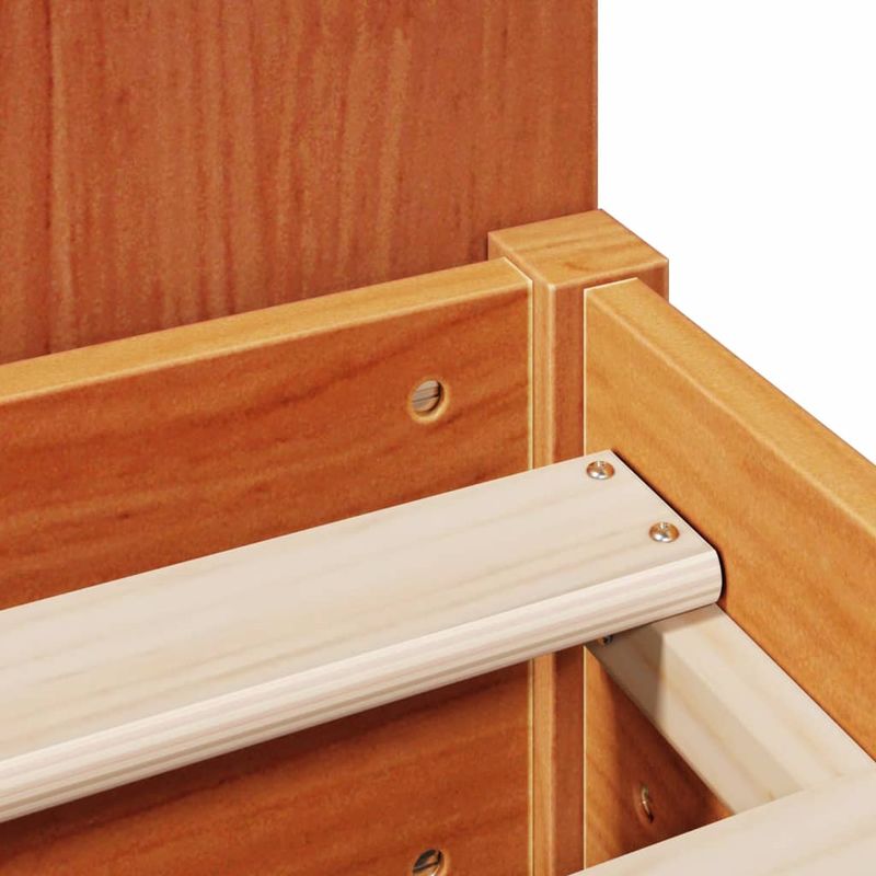 Casa si Gradina - Mobilier - Paturi si accesorii - Paturi - Pat cu biblioteca fara saltea maro 200x200 cm lemn masiv de pin - Infinity.ro