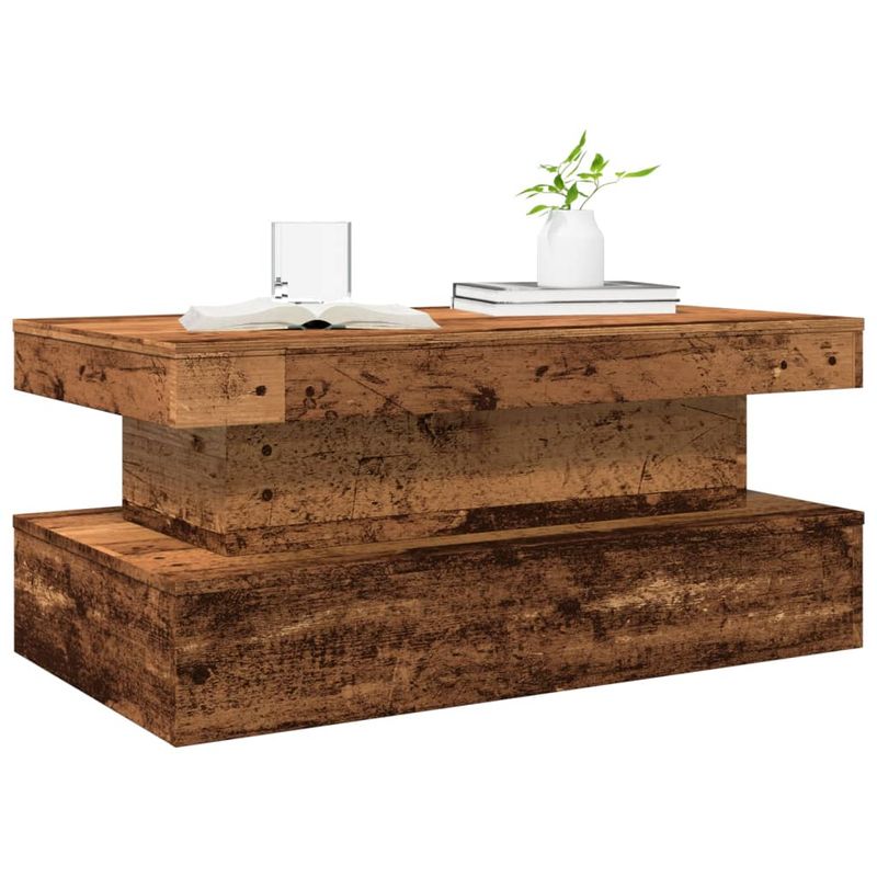 Casa si Gradina - Mobilier - Mese si birouri - Masute de cafea - Masuta de cafea cu lumini LED, lemn vechi, 90x50x40 cm - Infinity.ro