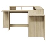 Casa si Gradina - Mobilier - Mese si birouri - Birouri - Birou cu lumini LED stejar sonoma 152x152x91 cm, lemn prelucrat - Infinity.ro