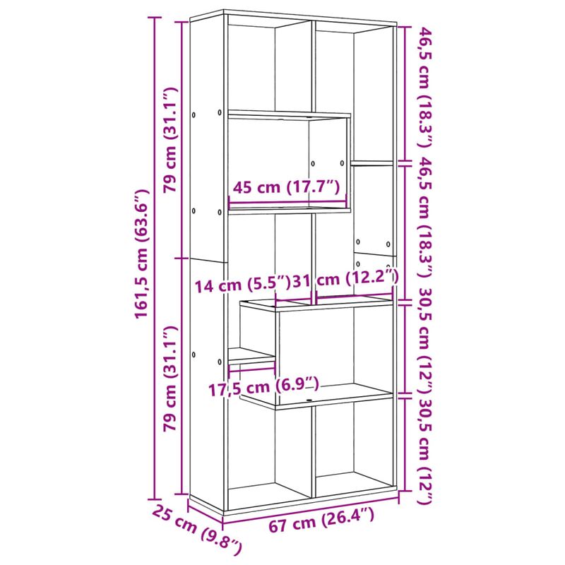 Casa si Gradina - Mobilier - Biblioteci si rafturi - Biblioteci - Biblioteca/separator camera stejar fumuriu 67x25x161,5 cm lemn - Infinity.ro