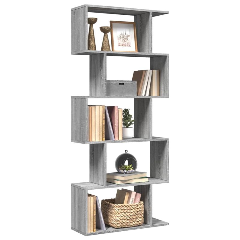 Casa si Gradina - Mobilier - Biblioteci si rafturi - Biblioteci - Biblioteca/separator 5 niveluri sonoma gri 70x24x161 cm lemn - Infinity.ro
