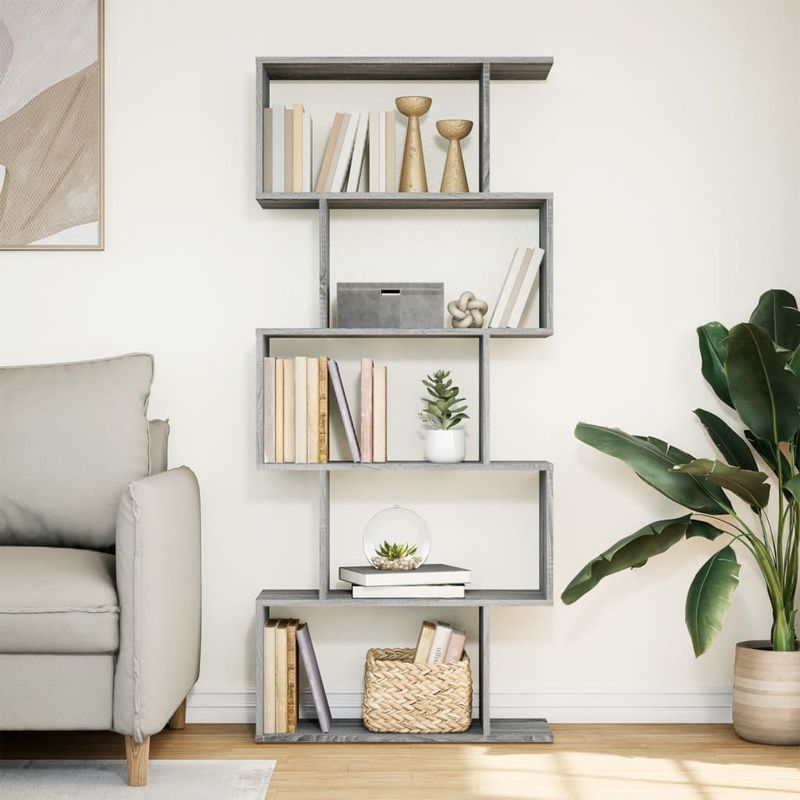 Casa si Gradina - Mobilier - Biblioteci si rafturi - Biblioteci - Biblioteca/separator 5 niveluri sonoma gri 70x24x161 cm lemn - Infinity.ro