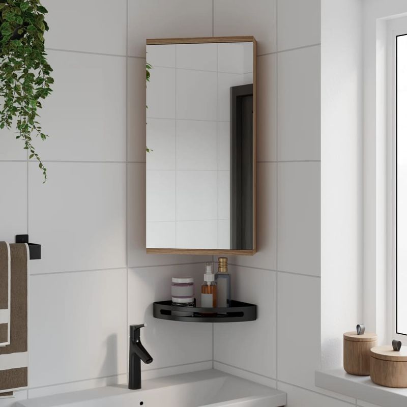 Casa si Gradina - Mobilier - Mobilier baie - Corpuri baie - Dulap de colt cu oglinda pentru baie, stejar, 30x24x60 cm - Infinity.ro