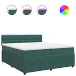 Casa si Gradina - Mobilier - Paturi si accesorii - Paturi - Pat box spring cu saltea, verde inchis, 200x200 cm, catifea - Infinity.ro