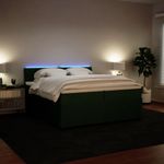 Casa si Gradina - Mobilier - Paturi si accesorii - Paturi - Pat box spring cu saltea, verde inchis, 200x200 cm, catifea - Infinity.ro