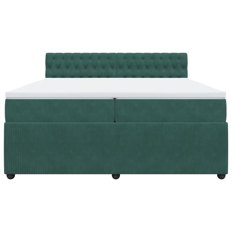 Casa si Gradina - Mobilier - Paturi si accesorii - Paturi - Pat box spring cu saltea, verde inchis, 200x200 cm, catifea - Infinity.ro