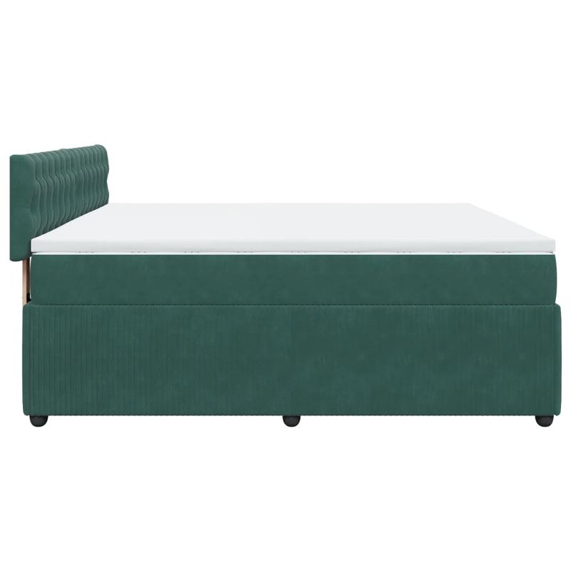 Casa si Gradina - Mobilier - Paturi si accesorii - Paturi - Pat box spring cu saltea, verde inchis, 200x200 cm, catifea - Infinity.ro