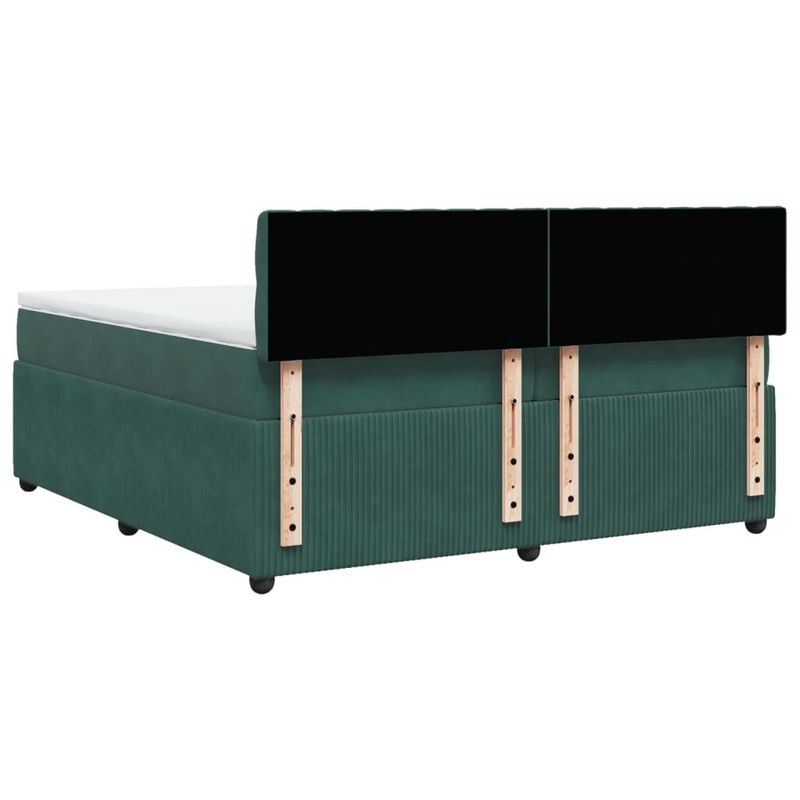 Casa si Gradina - Mobilier - Paturi si accesorii - Paturi - Pat box spring cu saltea, verde inchis, 200x200 cm, catifea - Infinity.ro