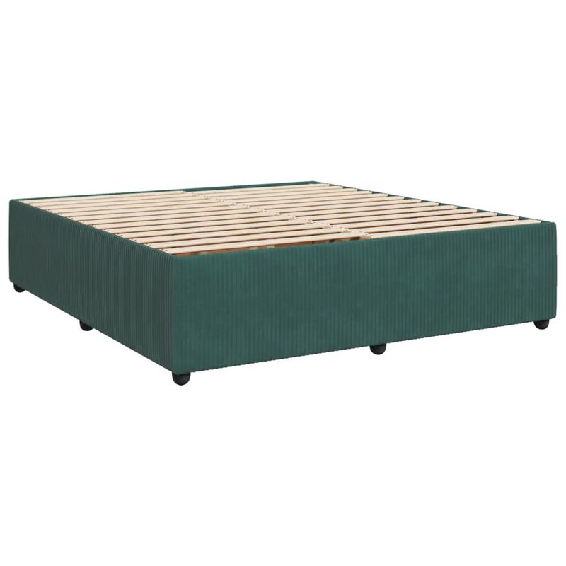 Casa si Gradina - Mobilier - Paturi si accesorii - Paturi - Pat box spring cu saltea, verde inchis, 200x200 cm, catifea - Infinity.ro