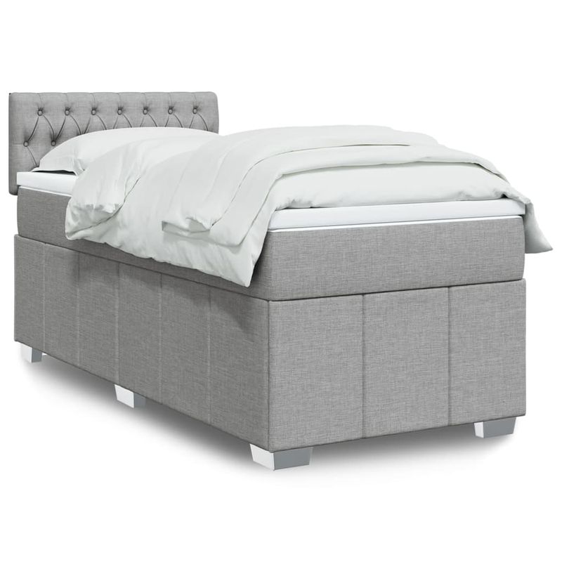 Casa si Gradina - Mobilier - Paturi si accesorii - Paturi - Pat continental cu saltea, gri deschis, 80x200 cm, textil - Infinity.ro