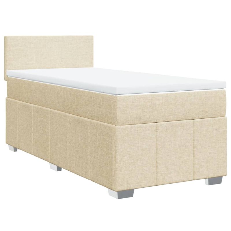 Casa si Gradina - Mobilier - Paturi si accesorii - Paturi - Pat box spring cu saltea, crem, 90x200 cm, textil - Infinity.ro