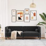 Casa si Gradina - Mobilier - Canapele si coltare - Canapele - Canapea Chesterfield cu pernute/3 locuri, negru, catifea - Infinity.ro