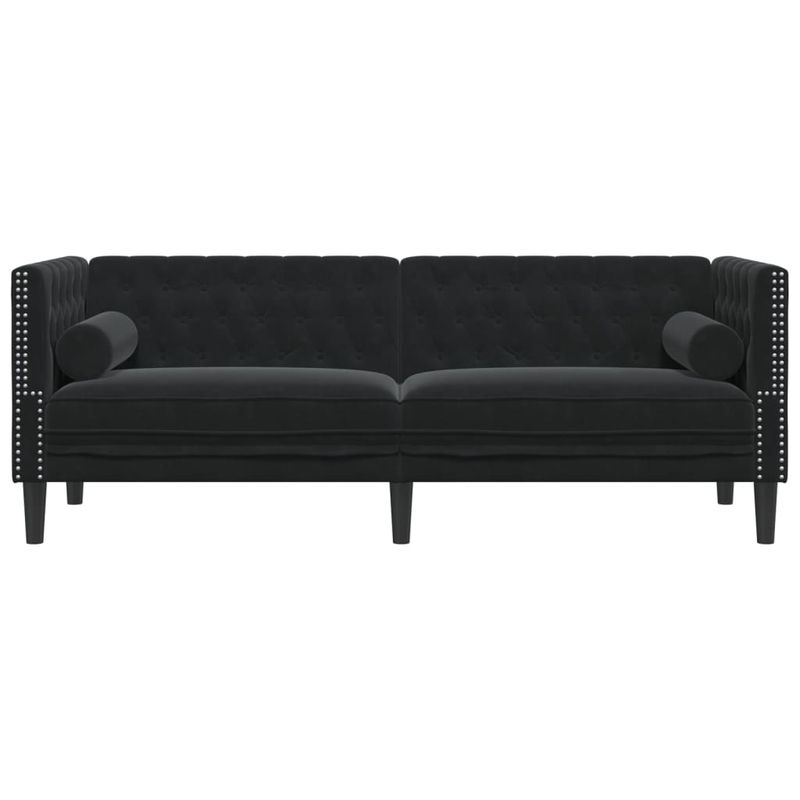 Casa si Gradina - Mobilier - Canapele si coltare - Canapele - Canapea Chesterfield cu pernute/3 locuri, negru, catifea - Infinity.ro