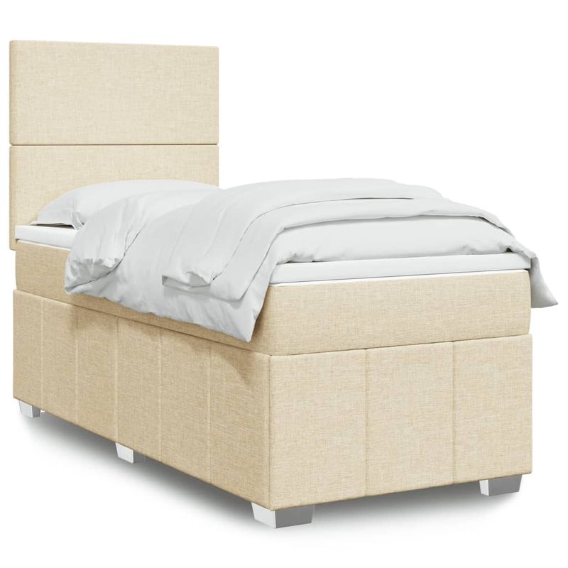 Casa si Gradina - Mobilier - Paturi si accesorii - Paturi - Pat box spring cu saltea, crem, 80x200 cm, textil - Infinity.ro