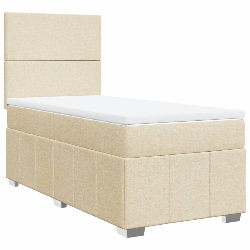 Casa si Gradina - Mobilier - Paturi si accesorii - Paturi - Pat box spring cu saltea, crem, 80x200 cm, textil - Infinity.ro
