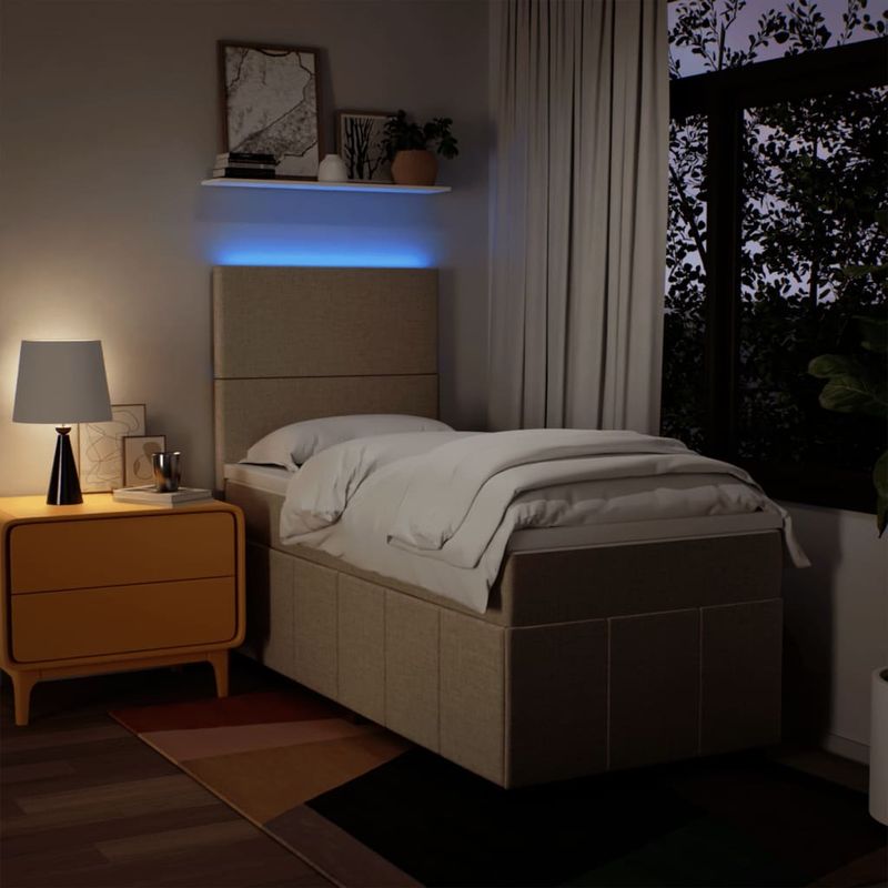 Casa si Gradina - Mobilier - Paturi si accesorii - Paturi - Pat box spring cu saltea, crem, 80x200 cm, textil - Infinity.ro