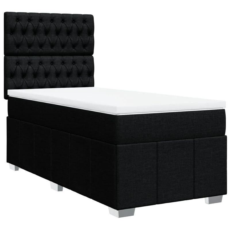 Casa si Gradina - Mobilier - Paturi si accesorii - Paturi - Pat box spring cu saltea, negru, 100x200 cm, textil - Infinity.ro