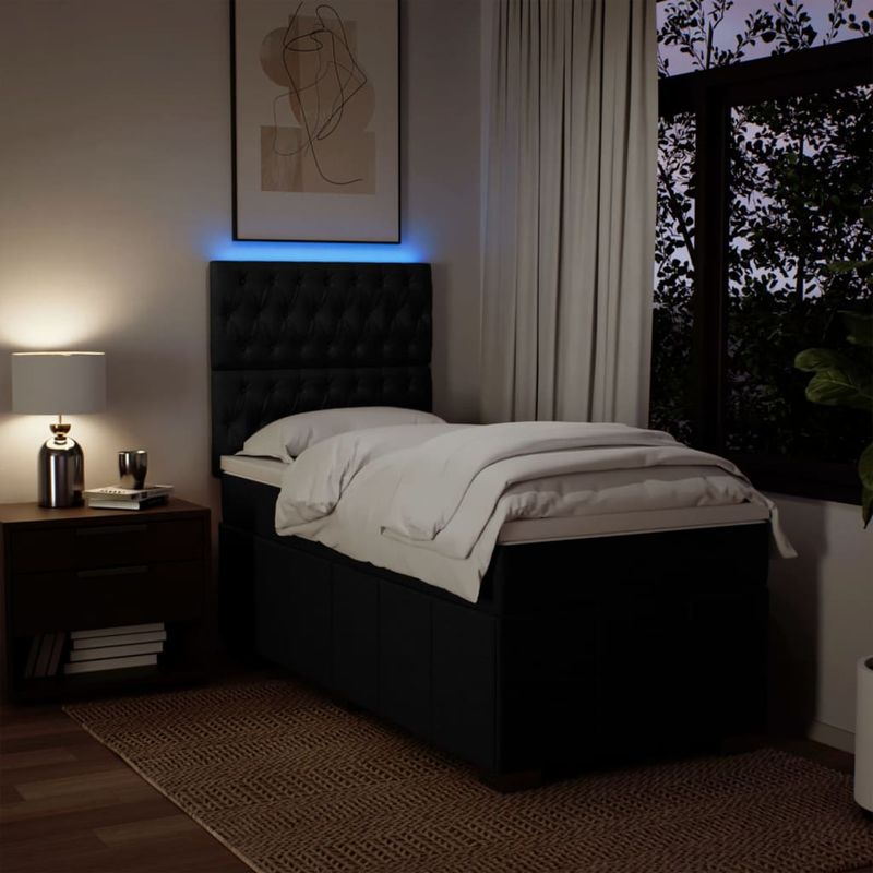 Casa si Gradina - Mobilier - Paturi si accesorii - Paturi - Pat box spring cu saltea, negru, 100x200 cm, textil - Infinity.ro