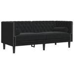 Casa si Gradina - Mobilier - Seturi de mobilier - Seturi living - Set canapele Chesterfield cu perne rulou 3 piese negru catifea - Infinity.ro