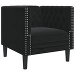 Casa si Gradina - Mobilier - Seturi de mobilier - Seturi living - Set canapele Chesterfield cu perne rulou 3 piese negru catifea - Infinity.ro