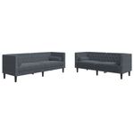 Casa si Gradina - Mobilier - Seturi de mobilier - Seturi living - Set canapele Chesterfield cu perne rulou, 2 piese, catifea, gri închis - Infinity.ro