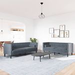 Casa si Gradina - Mobilier - Seturi de mobilier - Seturi living - Set canapele Chesterfield cu perne rulou, 2 piese, catifea, gri închis - Infinity.ro