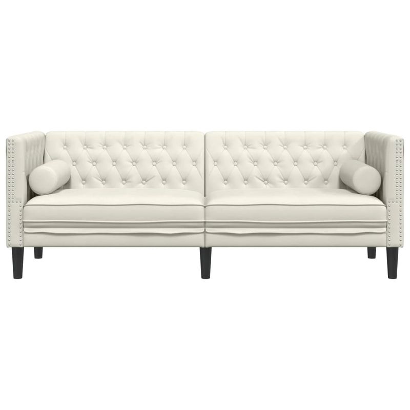 Casa si Gradina - Mobilier - Canapele si coltare - Canapele - Canapea Chesterfield cu pernute/3 locuri, crem, catifea - Infinity.ro
