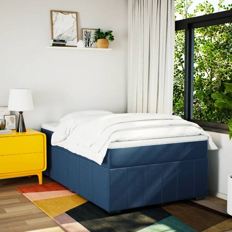 Casa si Gradina - Mobilier - Paturi si accesorii - Paturi - Pat box spring cu saltea, albastru, 120x190 cm, material textil - Infinity.ro