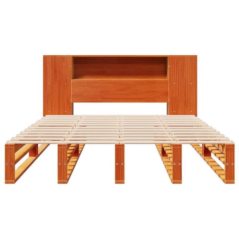 Casa si Gradina - Mobilier - Paturi si accesorii - Paturi - Pat cu biblioteca fara saltea maro ceruit 135x190 cm lemn masiv - Infinity.ro